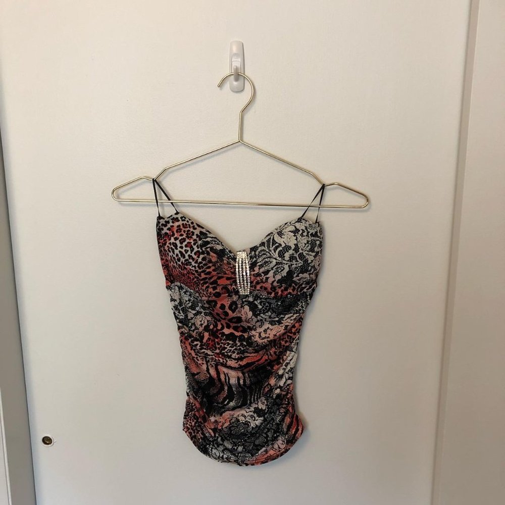 Animal Print Strapless Top